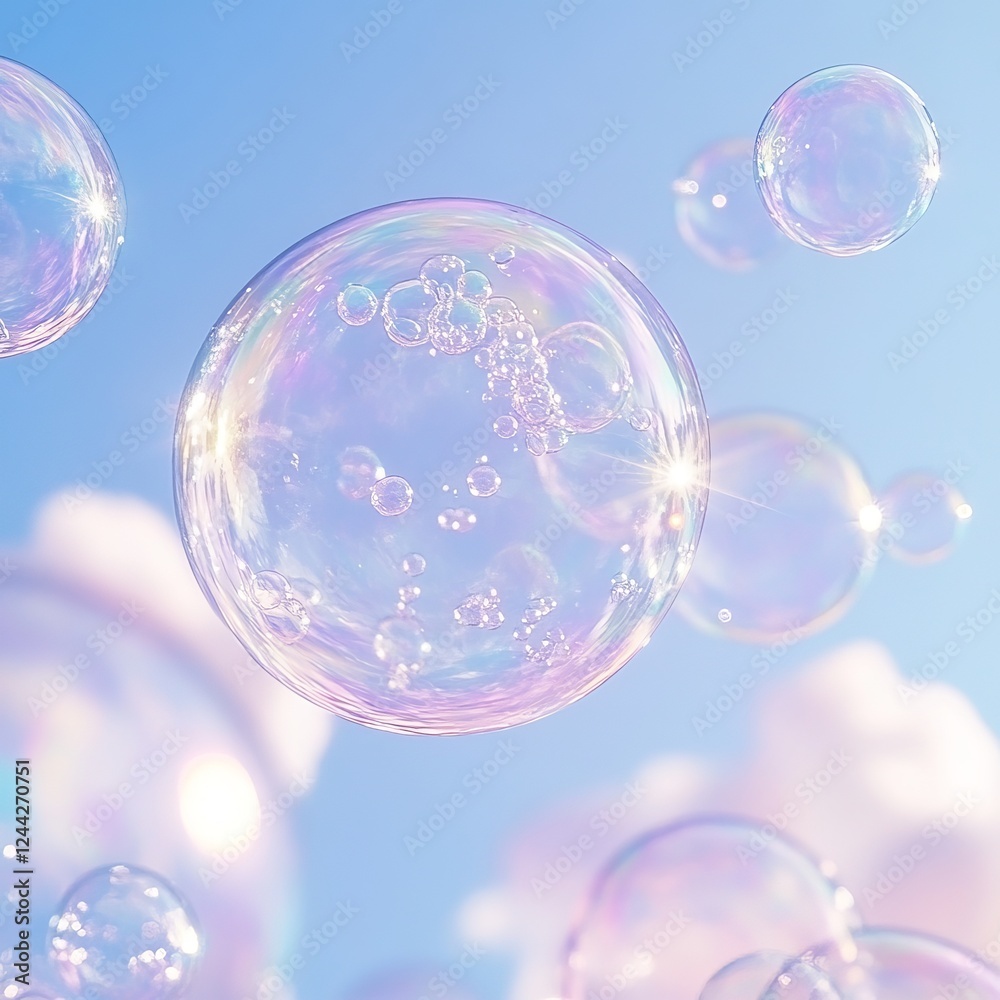 Soap bubbles on a background of blue sky. Vector illustration. Soap bubbles on a background of blue sky. Vector illustration.