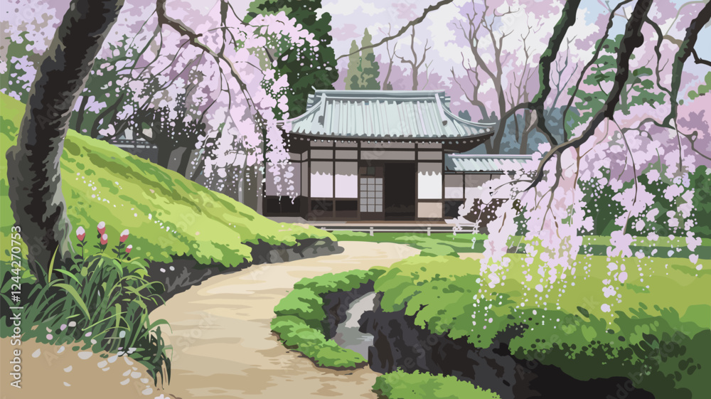 Obraz premium Japanese Cherry Blossom Garden