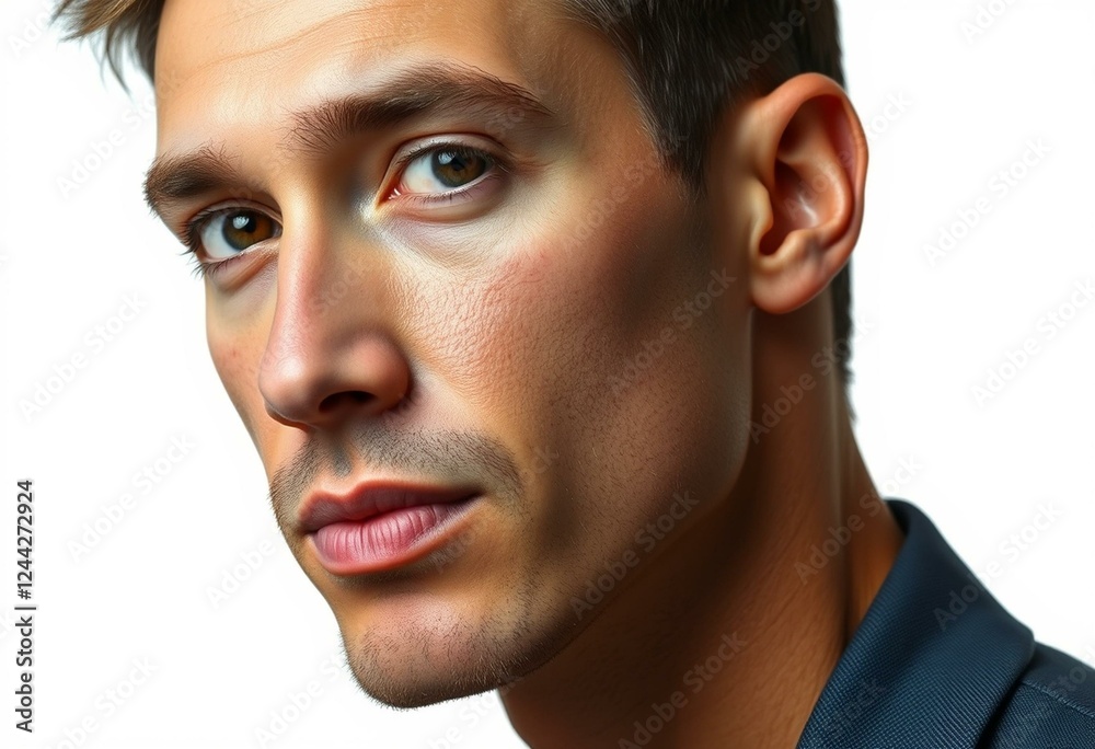 Photorealistic male portrait with neutral expression Photorealistic male portrait with neutral expression