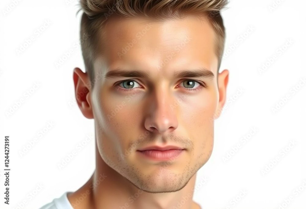 Photorealistic male portrait with neutral expression Photorealistic male portrait with neutral expression