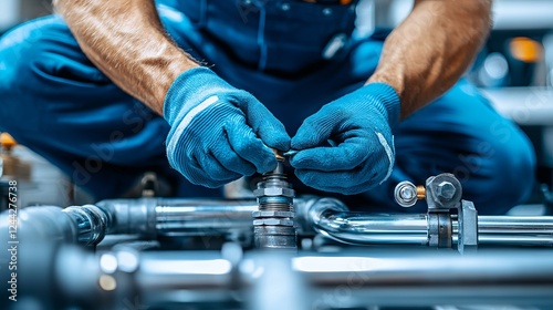 A plumber repairs pipes, showcasing skilled hands and tools in action, emphasizing the importance of plumbing in maintenance and construction.