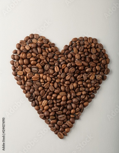 Corazón de granos café arabica tostados