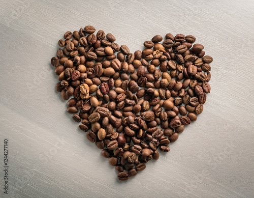 Corazón de granos café arabica tostados	