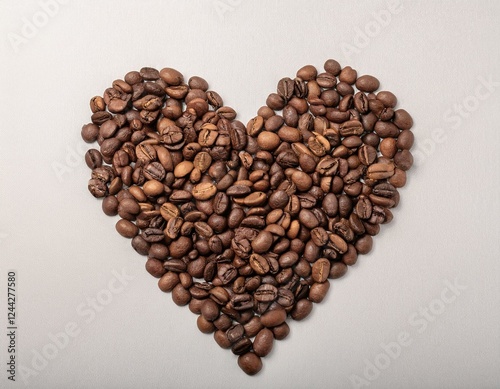 Corazón de granos café arabica tostados	