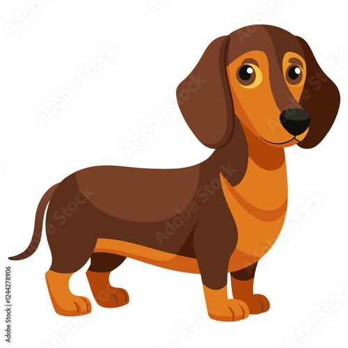 dachshund dog isolated on white, Color vector illustration. Pet animal  
