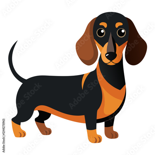 dachshund dog isolated on white, Color vector illustration. Pet animal  
