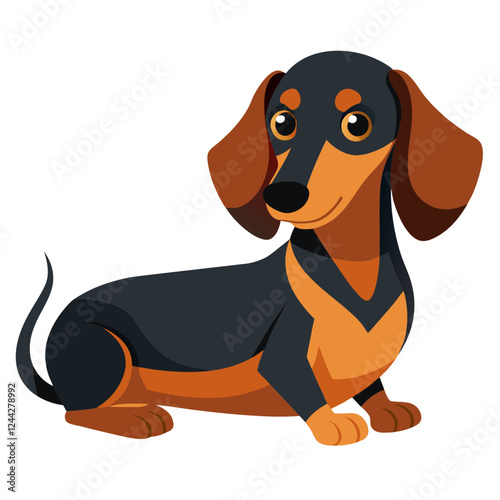 dachshund dog isolated on white, Color vector illustration. Pet animal  