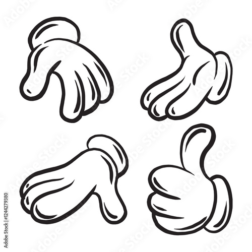Cartoon hand gloved gesture vector set illustration