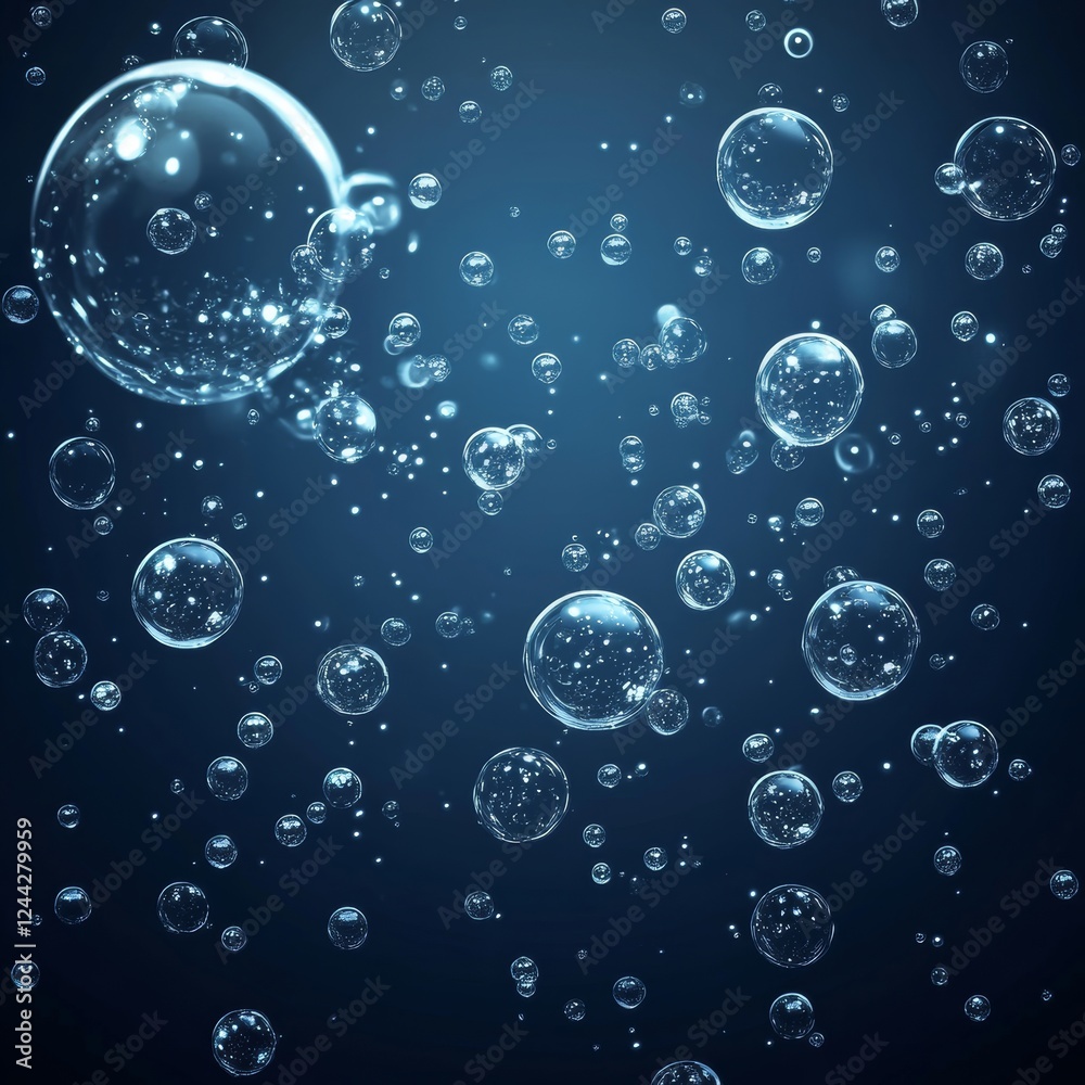 Soap bubbles on a dark blue background. Eps 10 vector file.