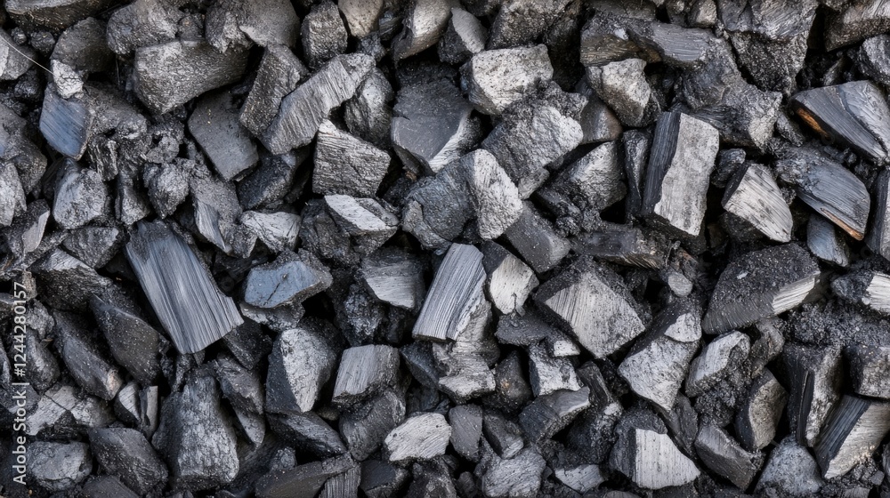 Close-up View of Industrial Coal Pieces: A Detailed Look at the Raw Material Close-up View of Industrial Coal Pieces: A Detailed Look at the Raw Material