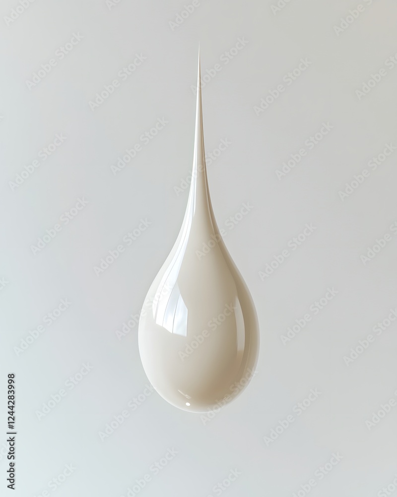 Ethereal Milk Droplet Suspended in Midair on a Pristine White Background Ethereal Milk Droplet Suspended in Midair on a Pristine White Background