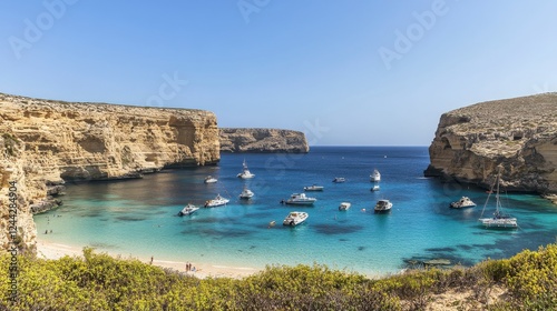 Serene Coastal Cove, Picturesque Boats, and Sunny Beach - A Perfect Island Getaway