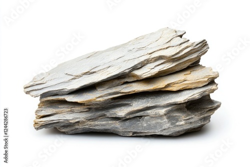 Shale Rock Fragment on White Surface: Mineral for Oil and Gas Exploration