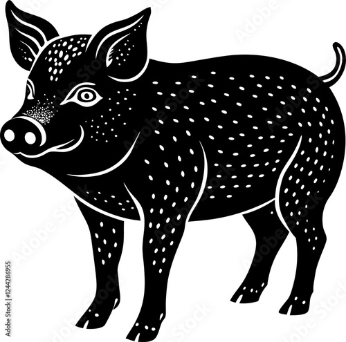 black pig pointizile abstract illustration