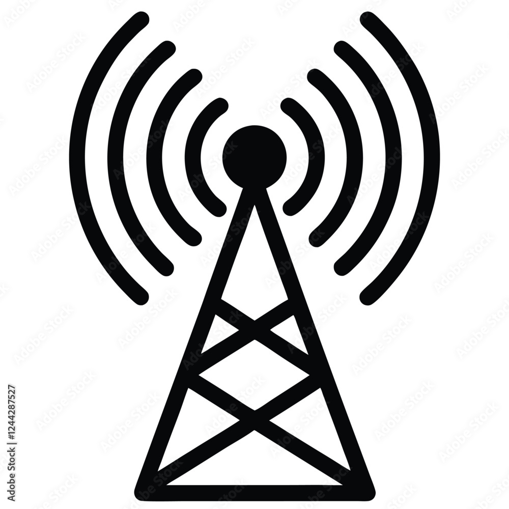 Simple Black and White Radio Tower Icon Simple Black and White Radio Tower Icon