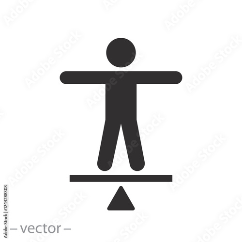 stability equilibrium, person balance icon, social calm, flat vector illustration