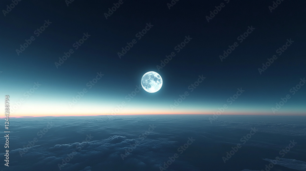 Obraz premium Soft glowing full moon with a gradient sky
