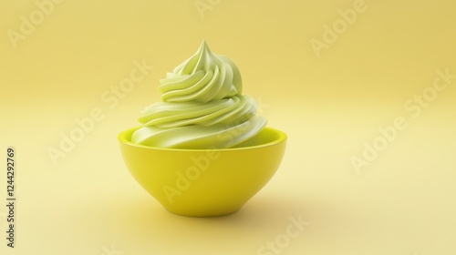 A Whimsical Frozen Yogurt Dessert in a Vibrant Yellow Bowl