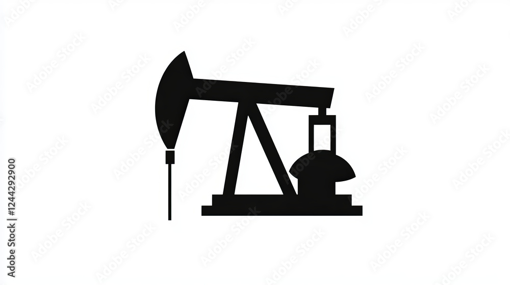 Oil derrick vector icon, black silhouette of rigs pumping gas or fuel isolated on white background. Chemical industry equipment for resource extraction sign Oil derrick vector icon, black silhouette of rigs pumping gas or fuel isolated on white background. Chemical industry equipment for resource extraction sign
