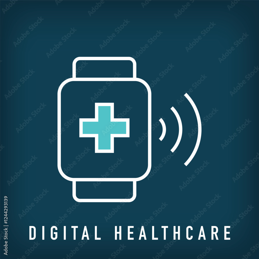 Obraz premium Modern digital clock and health plus logo design. Creative digital clinic company design, corporate identity. vector