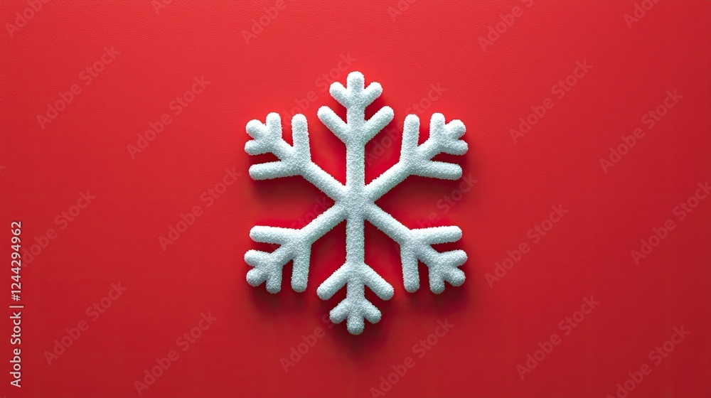 Obraz premium White Snowflake on Red Background Winter Design