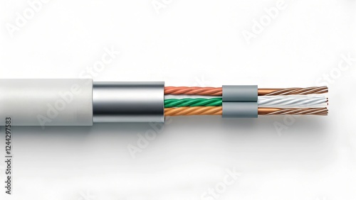 Network cable cut in half analyzing cybersecurity threats in digital infrastructure photo