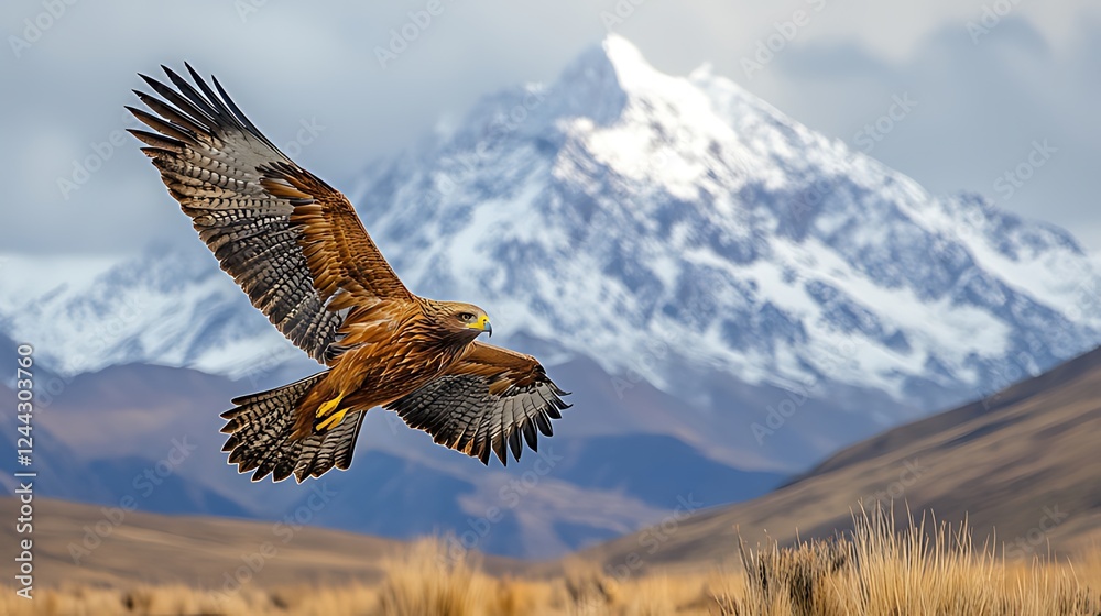 Fototapeta premium Andean Eagle Soaring, Mountain Landscape, Wildlife Photography