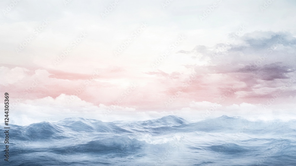 Fototapeta premium Tranquil sunrise seascape calm ocean waves in a serene natural environment