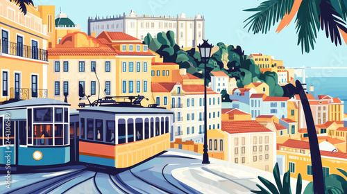 Lisbon, Setubal, Sintra, Portuguese city plates and travel stickers, Portugal vector tin signs. Portuguese cities destinations and voyage luggage tags or vintage tin plates with travel landmarks photo