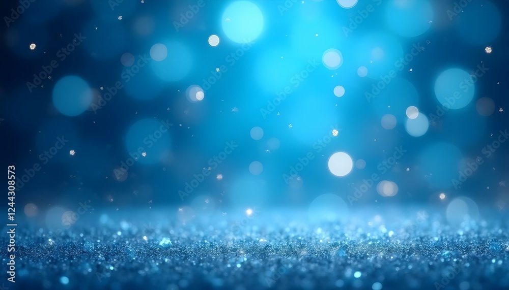 Un fondo azul brillante lleno de partículas brillantes y suaves luces bokeh en tonos blancos y amarillos, creando una atmósfera festiva y mágica Un fondo azul brillante lleno de partículas brillantes y suaves luces bokeh en tonos blancos y amarillos, creando una atmósfera festiva y mágica