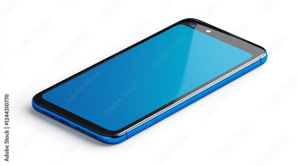 Glossy illustration of a smart phone with blank blue touch screen, home button, receiver and buttons for receiving or ending calls, isolated on white background Glossy illustration of a smart phone with blank blue touch screen, home button, receiver and buttons for receiving or ending calls, isolated on white background