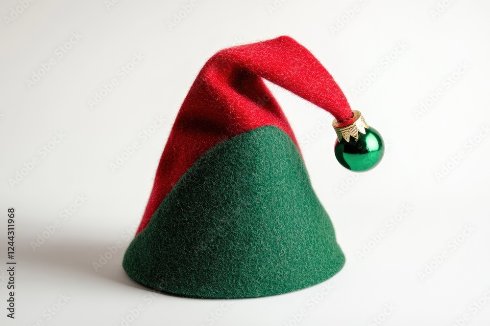 Festive Elf Hat with Bells on White Background for Holiday Cheer