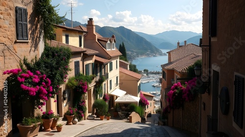 Photo wallpapers for the interior. An old street near the coast