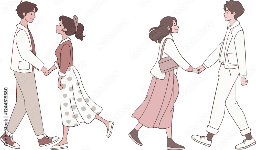 set of cute couple vector illustration 