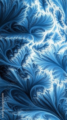 Captivating Fractal Design: A Stunning Visual Symphony of Ice Crystals in a Deep Blue Tone