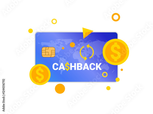 Cashback bonus money concept discount. Cash back refund banner design vector icon background