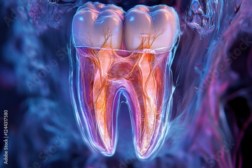 Understanding the anatomy of an infected root canal in high definition detail. Generative AI photo