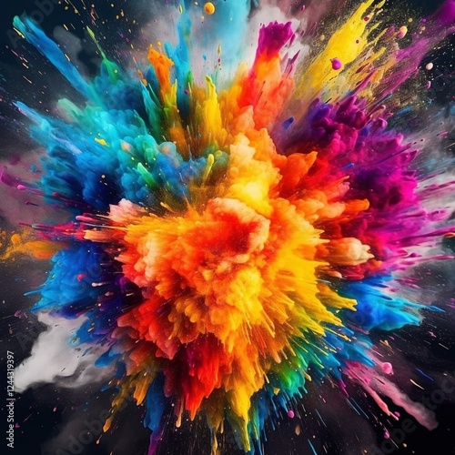 Obraz w ramie Colour Explosion - AI Generated