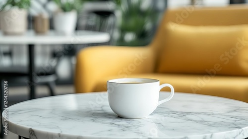 Wallpaper Mural Chic fashion boutique cafe, marble bistro coffee table, stylish modern setting Torontodigital.ca