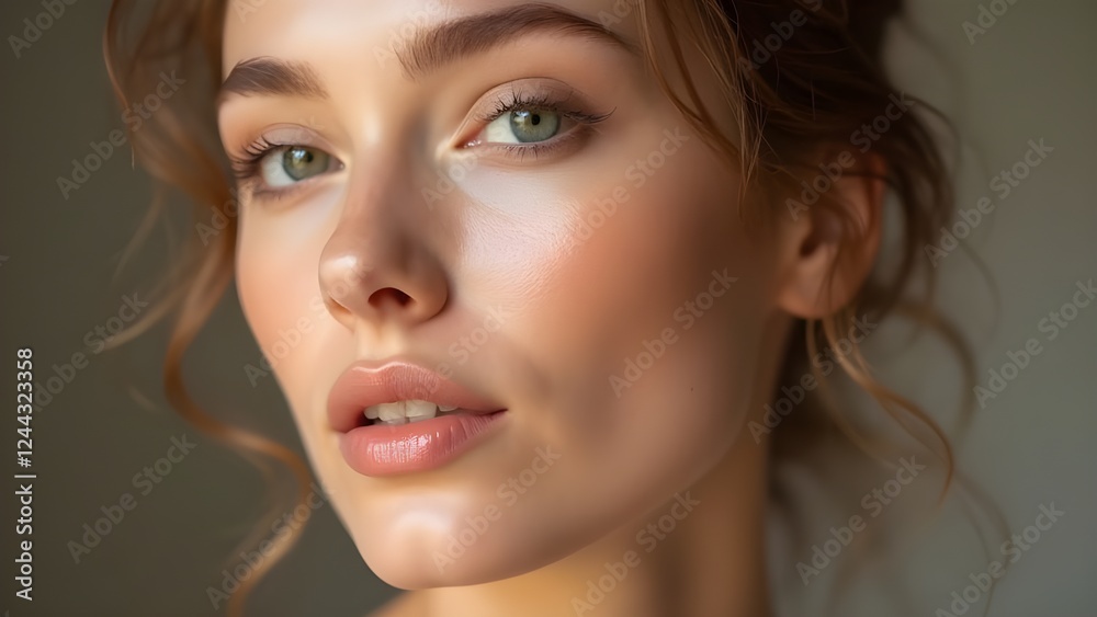 Flawless Matte Skin Beauty Portrait with Soft Lighting. Flawless Matte Skin Beauty Portrait with Soft Lighting.