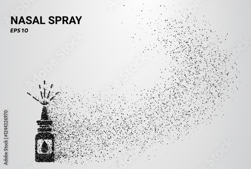 Nasal Spray of particles. Nasal Spray consists of small circles. Vector illustration.