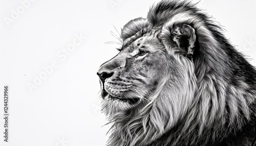 Wallpaper Mural Striking Black and White Sketch of a Majestic Lions Profile, Highlighting the Intricate Mane and Focus in Detailed Shadows, Showcasing the Power and Elegance of the King of the Torontodigital.ca