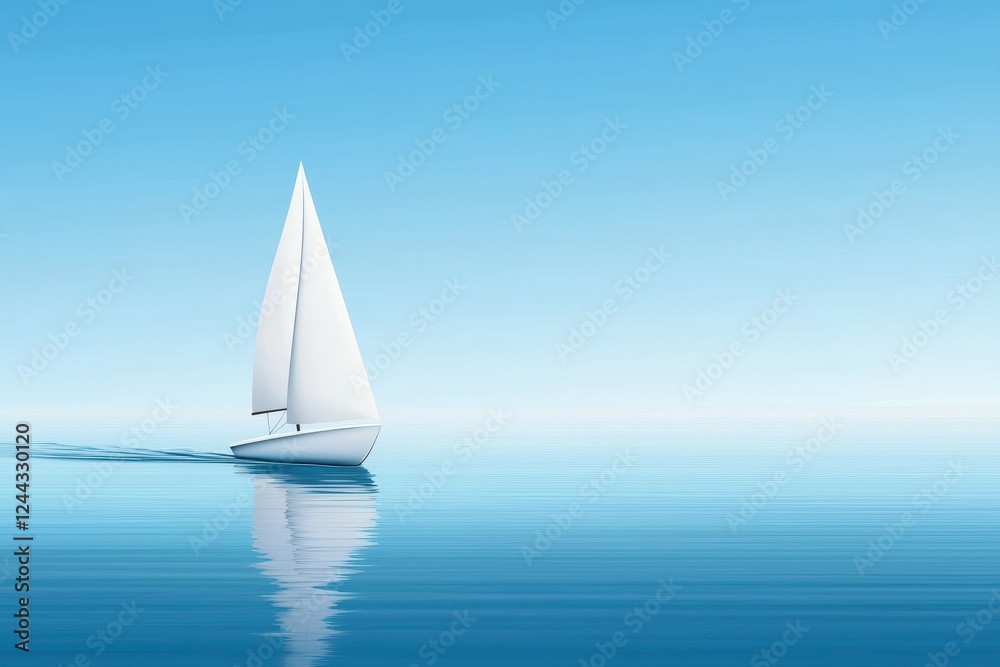 Obraz premium Serene sailing adventure open water digital art calm environment aerial perspective tranquility of nature