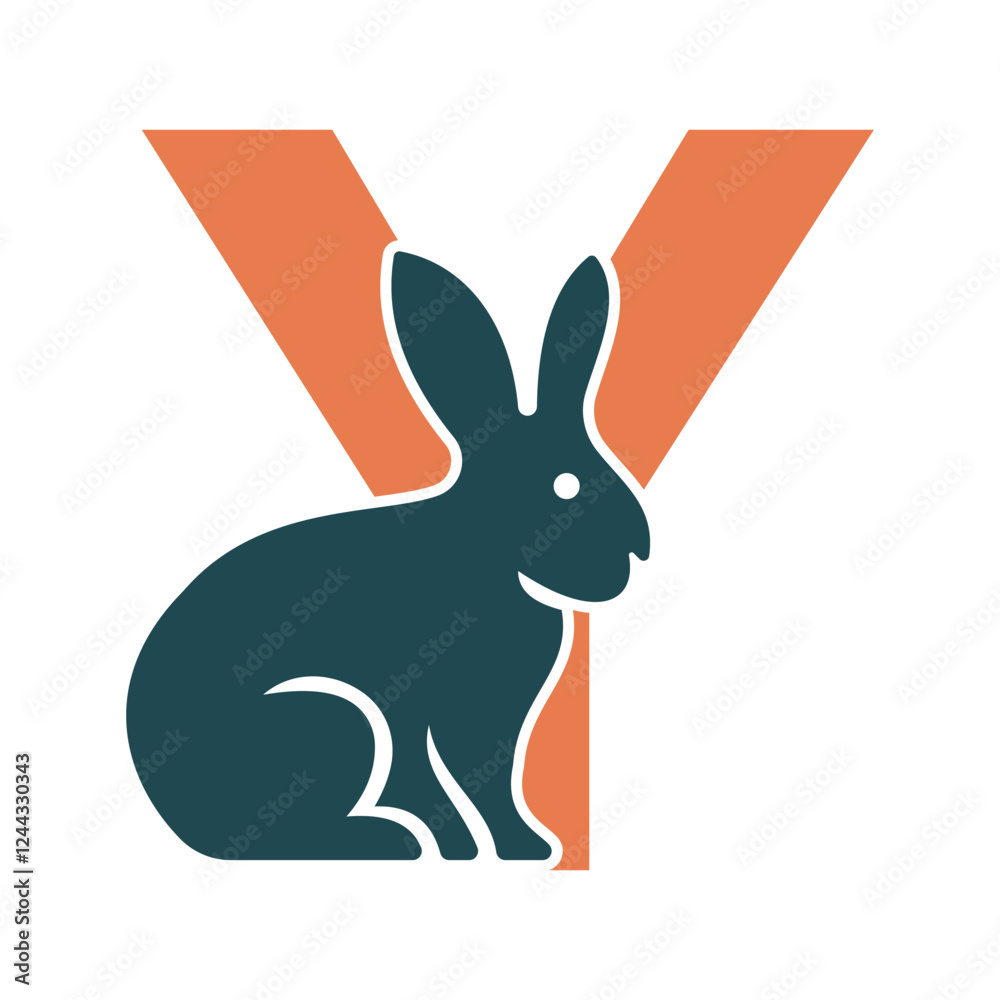 Naklejka premium Initial Rabbit Logo Combine With Letter Y Vector Template