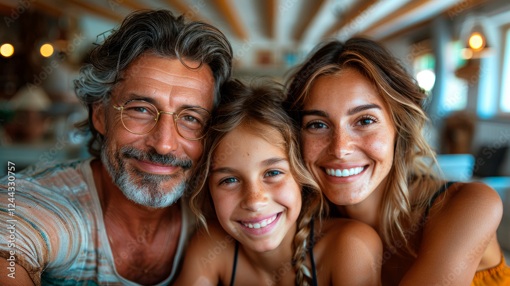 Vibrant caucasian family portrait with beaming smiles image. Parents daughter joyful connection and relaxed mood picture photorealistic. Fatherhood motherhood concept photo realistic Vibrant caucasian family portrait with beaming smiles image. Parents daughter joyful connection and relaxed mood picture photorealistic. Fatherhood motherhood concept photo realistic