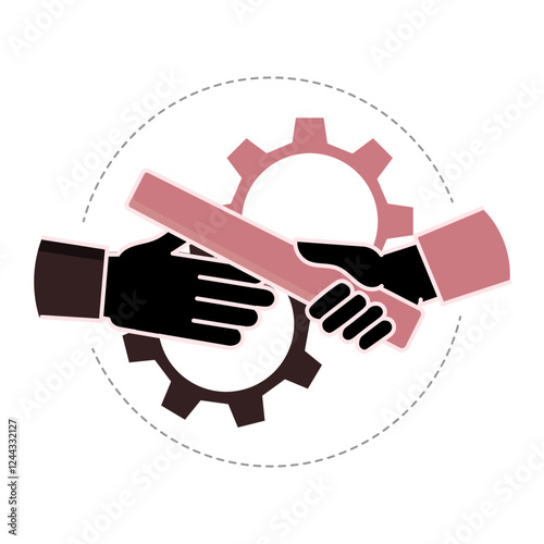 Baton Handover Icon, Teamwork and Collaboration Symbol for Task Delegation. Editable stroke and colors.