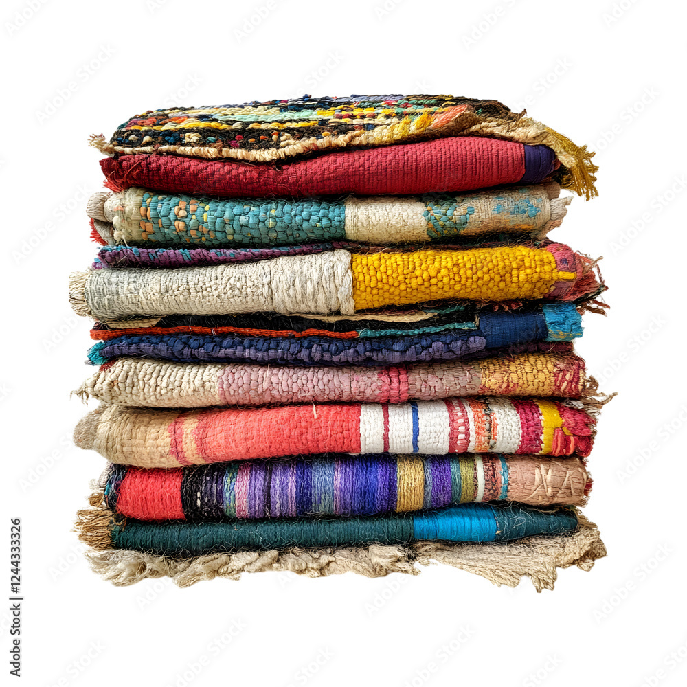 Stack of Colorful Blankets Isolated on Transparent Background Stack of Colorful Blankets Isolated on Transparent Background