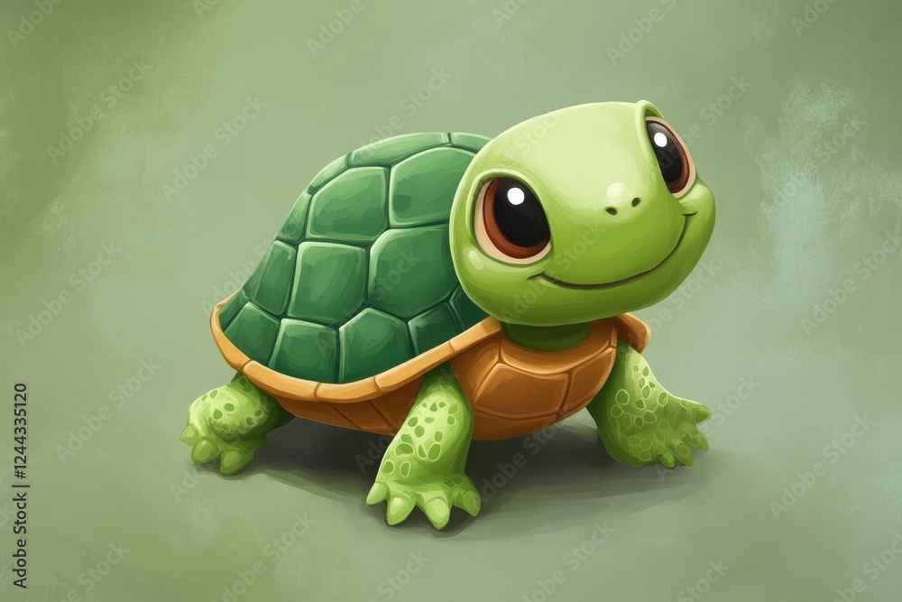 Fototapeta premium Charming Cartoon Turtle. Adorable Aquatic Animal Art for Children with Cheerful Design