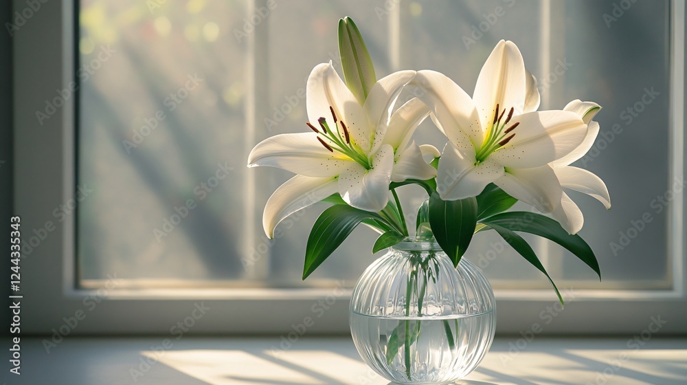 still life of bouquet lilies in vase still life of bouquet lilies in vase