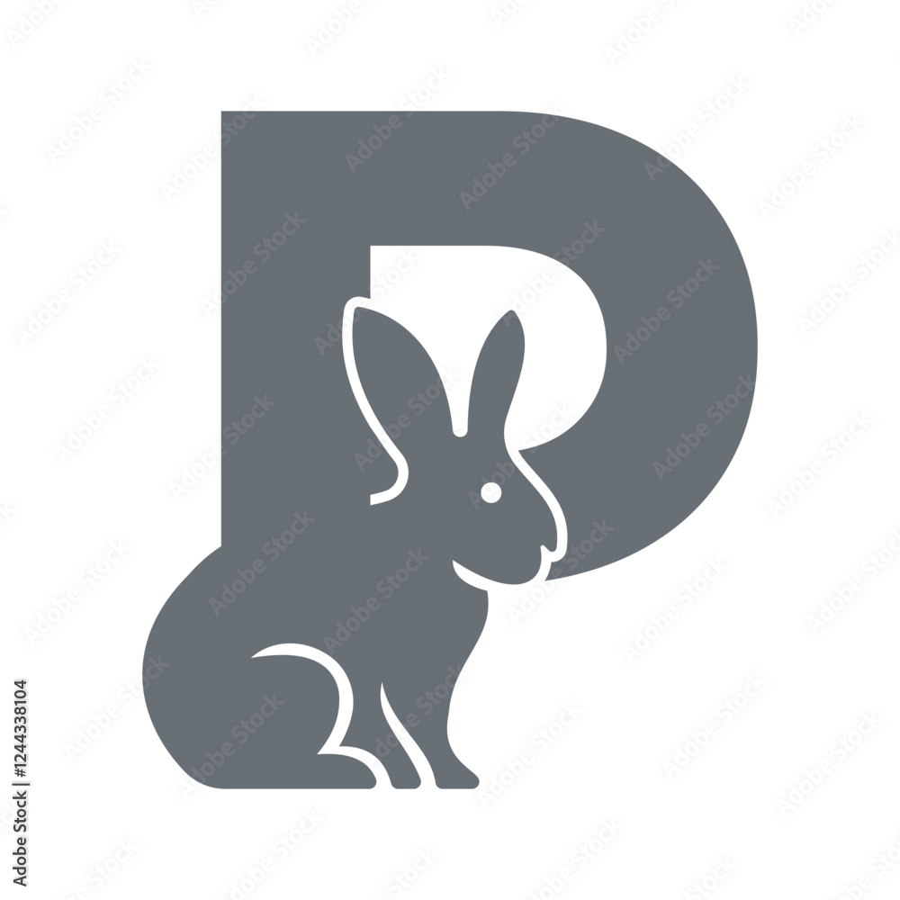 Initial Rabbit Logo Combine With Letter P Vector Template Initial Rabbit Logo Combine With Letter P Vector Template